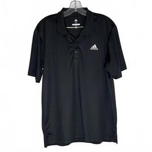 Adidas Men’s Black Golf Polo Shirt Size Medium Stretch Performance Logo Top